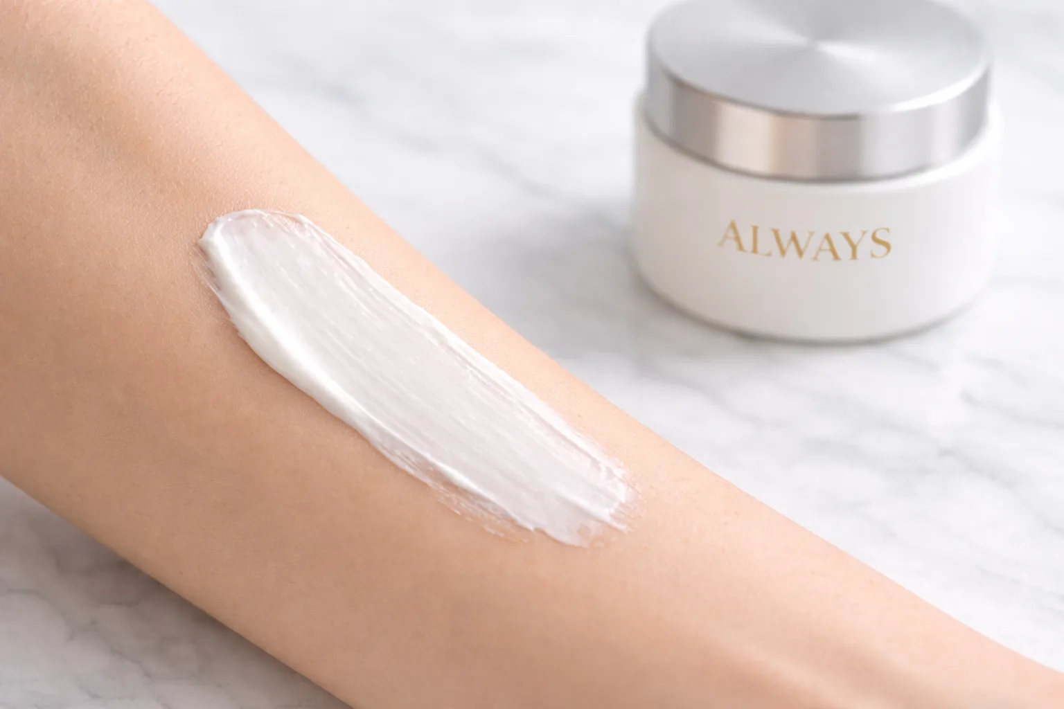 BLT numbing cream swatch on skin before microneedling